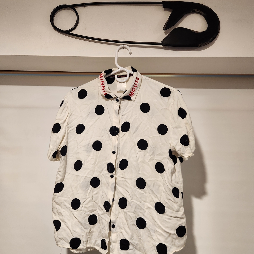 White and Black Disney Polka Dot Shirt